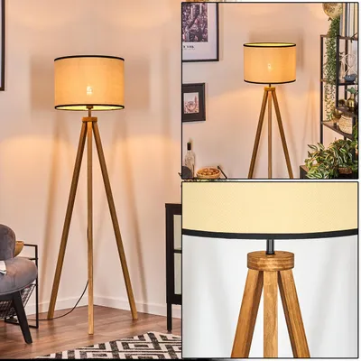Produktbild von Tamarispa Stehlampe aus Holz/Papiergeflecht in Natur/Beige/Schwarz
