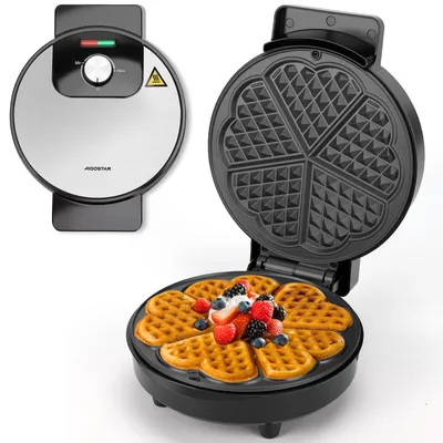 Image de Aigostar Gaufrier 5 gaufres en forme de cœur 1000 W avec réglage de la température