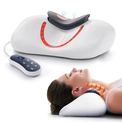 Produktbild von Elektrisches Nackenmassagegerät 3-in-1, Wärmefunktion, EMS-Impulse und Luftkissenmassage, 9 Stufen, 3 Modi, Weiß