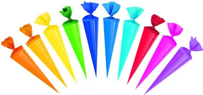 Produktbild von 10x Bastel Schultüte / Länge: 35cm / rund / Farbe: glanzlackiert
