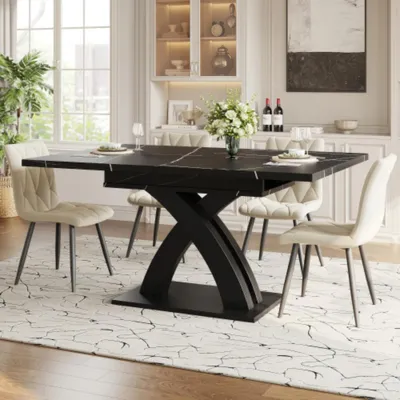 Produktbild von Ausziehbarer Esstisch, für Esszimmer,Küchentisch Lässt sich auf 160 cm Länge ausziehen Bietet Platz für bis zu 6 Personen 120 x 80 x 76 cm