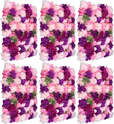 Image de 6 pièces 60x40cm Murs de fleurs artificielles Panneaux de fleurs fond romantique pour mariage banquet fête décoration festive