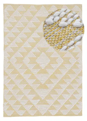 Image de carpetfine Tapis tissé à Plat Kilim Durry jaune rectangle 200x290 cm| Tappeto Moderno per soggiorno, camera da letto e camera dei bambini
