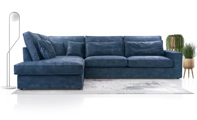 Image de AX LIVING Canapé bleu grand canapé d'angle Celleri XXL Canapé L forme 314 cm G