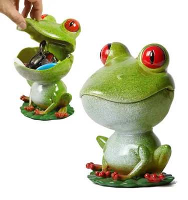 Frosch-Süßigkeitenschale aus Polyresin, grün, 20 cm