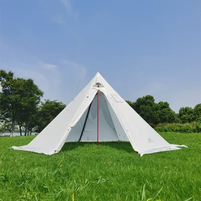 Produktbild von MCETO Tipi-Zelt für 4–6 Personen, mit Ofenanschluss, Camping-Pyramide, Tipi-Zelt für Camping, Rucksackreisen, Wandern, weiß