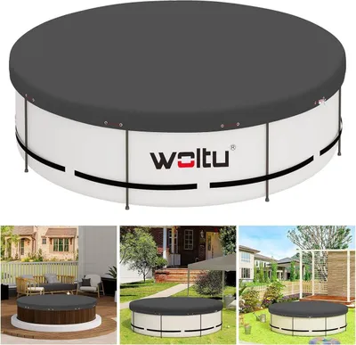 Produktbild von WOLTU Poolplane aus 200 g/m² PE, Pool Abdeckplane mit Ösen Drahtseil Aluminiumverschluss : Grau Φ 360 cm Farbe: Grau Größe: Φ 360 cm