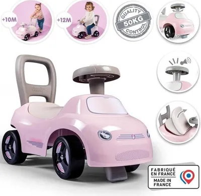 Zdjęcie produktu dla Jeździk dla Dzieci Smoby Auto Różowy 2w1, Schowek pod Siedzeniem, Klakson, Od 10 Miesięcy, Wyprodukowano we Francji
