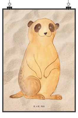 Produktbild von Mr. & Mrs. Panda Bild Erdmännchen DIN A3 - Sandig - Geschenk, wanddeko, Plakat, Afrika, wandkunst, Weltreise, drucke, Roadtrip, Traveling, Wandbild, Spruch