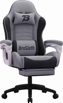 Produktbild von Ergonomischer Gaming-Stuhl mit Fußstütze und Lendenkissen Grau