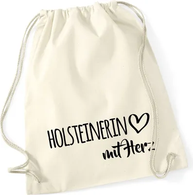 Produktbild von Huuraa Turnbeutel Holsteinerin mit Herz 12 Liter Natural Baumwolle Rucksack Geschenkidee