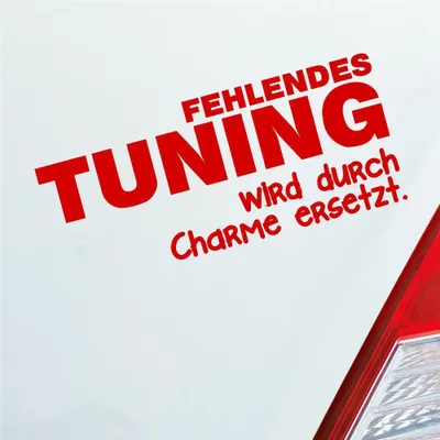 Produktbild von Auto Aufkleber Fehlendes tuning wird durch Charme ersetzt Alt 15x6,5 cm Rot Sticker Heckscheibenaufkleber