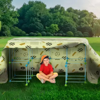 Image de Kit de construction de forteresse, 140 pièces, jouet éducatif, pour l'intérieur et l'extérieur, pour les enfants de 4 à 9 ans