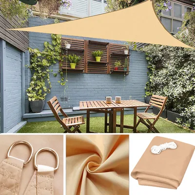 Produktbild von Outdoor Sonnensegel Wasserdicht Sonnenshutz für Garten Patio Balkon Oxford Gewebe Sonnensegel Dreieck 3x3x3m (Beige,3x3x3m)