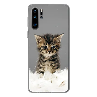 Produktbild von MuchoWow® Handyhülle Schutzhülle Hülle für Huawei P30 Pro Katze - Kätzchen - Federn Silikon Softcase Handy Hülle - Schutzdeckel