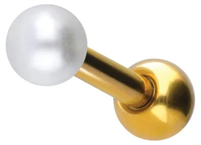 Produktbild von Ohrpiercing Titan Ohrpiercing SYNTHETISCHE PERLE Gold Perlengröße: 3mm