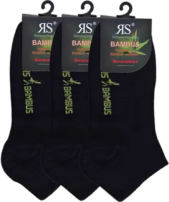 Produktbild von Strumpf Riese Uni Bambus Sneaker Socken - 3 Paar black-35.38
