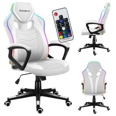Obrázek produktu pro Huzaro Force 2.5 | herní židle s RGB LED osvětlením | výškově nastavitelná houpací funkce | tkanina s nosností až 130 kg | bílá
