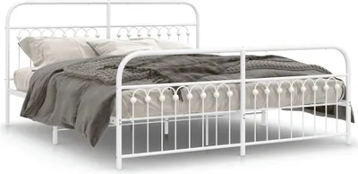 Obrázok produktu pre vidaXL Rám postele s čelom a nohami kovový biely 183x203 cm