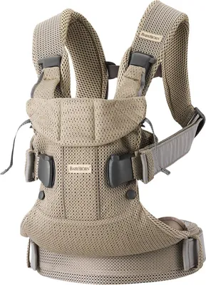 Image de BabyBjörn Porte-bébé One Air, tissu filet 3D, gris-beige