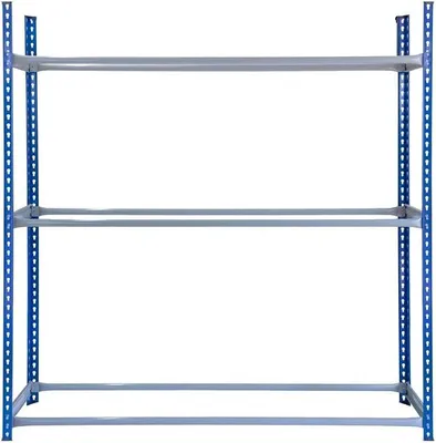Productafbeelding van Bandenrek, bandenstandaard, werkplaatsrek, zwaar belastbaar rek, opslagrek, bandenrek, blauw, grijs, 185 x 180 x 40 cm, draagvermogen 450 kg, metaal, staal, 3 niveaus, hoogte verstelbaar, opslagoplossing, zonder schroeven