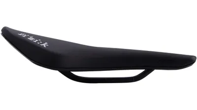 A black bicycle saddle is shown from the side against a white background.