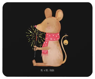 Produktbild von Mr. & Mrs. Panda Mauspad Maus Weihnachten - Schwarz - Geschenk, Mäuschen, mousematte, Mouse Pad, Frohe, Weihnachtsgruß, Mousepad, pc, laptop, Weihnachtsmotiv