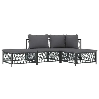 Produktbild von vidaXL 4-tlg. Garten-Lounge-Set mit Kissen Anthrazit Stahl