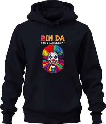 Produktbild von Bin da kann losgehen Clown Köln Karneval Jeck Fastnacht Narr Uni Hoodie Kapuzenpullover, Navy, 3XL
