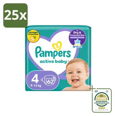 Image de 25 couches Pampers Active Baby, taille 4 (9-14 kg) - Pack économique - 25 couches