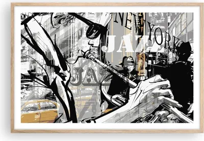 Produktbild von Gerahmtes Poster - Rahmen in heller Eiche - Jazz Musik Musiker - 91,5x61 cm - Wand Bild - Wanddeko - Wandbilder - Wandposter - Bilderrahmen - Bilder - Kunstdruck - Wandbild - P2NAA91x61-3792
