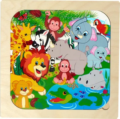 Produktbild von Holzspielzeug Tierpuzzle Dschungeltiere BxLxH 240x5x240mm NEU