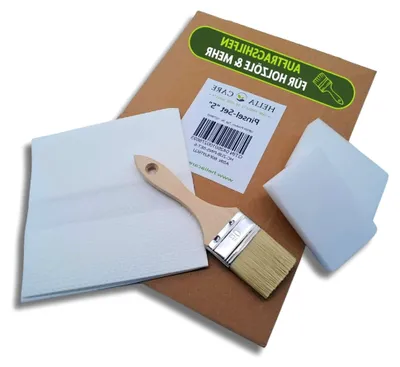 Produktbild von Pinselset S - Set mit Flachpinsel 50mm, 2 Auftragsschwämmen & Ölsaugtuch - Ölpinsel für Holzpflege - Lackpinsel für Holz