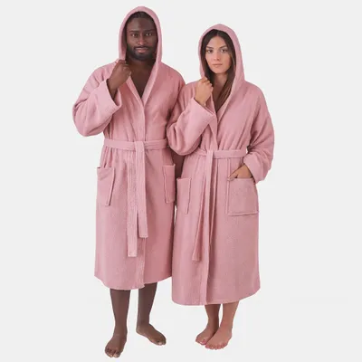 Produktbild von Betz Bademantel Frottee mit Kapuze für Herren und Damen Berlin 100% Baumwolle Saunabademantel - langer Bademantel - Saunamantel Größe - L/XL - lotus