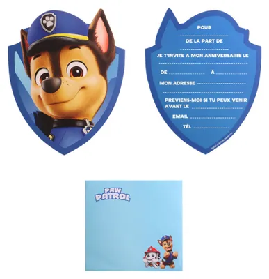 Obrázok produktu pre 8 pozvánok PAW Patrol s obálkami Chase, 11 x 14 cm –
