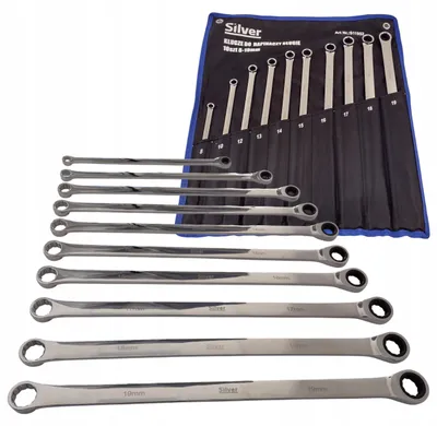 Produktbild von SilverTools Gerade Ringschlüssel mit Ratsche 8-19mm 10-teilig