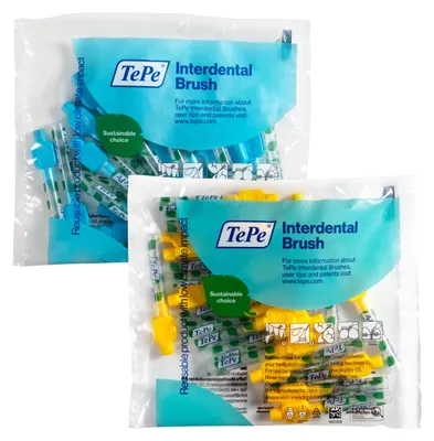 Produktbild von 40 Stück TePe Interdentalbürsten Original, Blau/Gelb