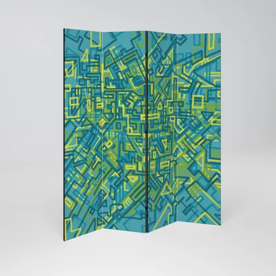 Produktbild von SpaceRebels Paravent Raumteiler - 4-teilig Raumtrenner, Druck 2-Seite - Raumtrenner - Trennwand Wohnung - Room Divider - Spanische Wand Deko Modern Sichtschutz