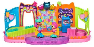 Produktbild von Gabby's Dollhouse DREAMWORKS - Partyraum Spielset, Skate-Park Dachgeschoss Zimmer mit Gabby und Marty-Figur, Möbeln und Zubehörteilen, Aktion/Abenteuer, 3 Jahr(e), Mehrfarbig
