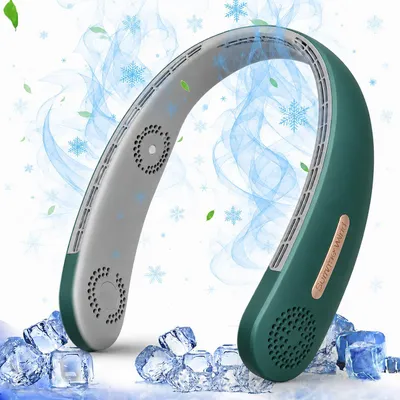 Produktbild von 4000mAh Tragbar Nackenventilator 360° Hals Ventilator USB Halsventilator,Wiederaufladbare Ventilator Grün