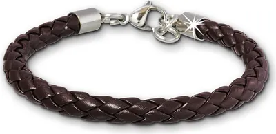 Produktbild von SilberDream Armband Leder Armschmuck braun geflochten Herren Männer LAP008B