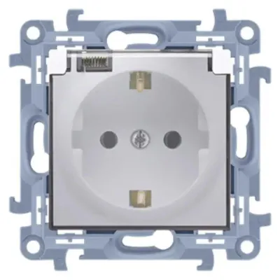 Image de Prise Schuko 16A, protection contre l'humidité IP44 - Blanc