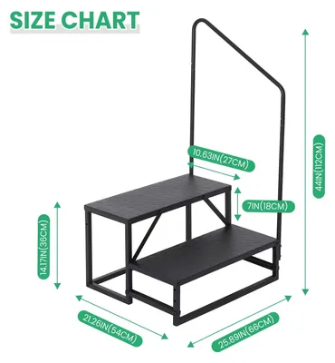 Produktbild von Wohnmobiltreppe - 4 Stufen mit Handlauf - Schwerlast - 300 kg Tragkraft - Breite rutschfeste Stahlstufen - Tragbar - Für Wohnwagen, Wohnmobile, Senioren und Haustiere