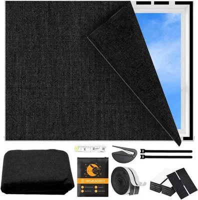 Produktbild von Verdunkelungsrollo ohne Bohren, 100% lichtundurchlässig, verstellbar und abnehmbar, ideal für Dachfenster, Reisen, 150