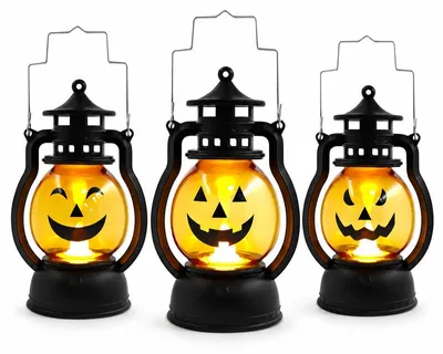 Produktbild von 3 Stück LED Kürbis Lampen Halloween, dekorative Laternen für Party, Garten und Outdoor Deko, batteriebetriebene Halloween Beleuchtung für Kinder