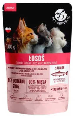 Immagine prodotto di PET REPUBLIC per gatti adulti con salmone tritato finemente - cibo umido - 100 g