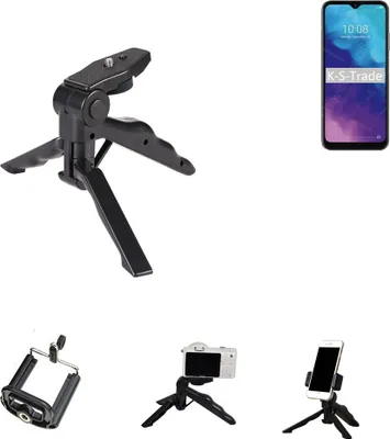 Produktbild von K-S-Trade Stativ Tisch-Ständer Dreibein Handy-Stativ Ständer kompatibel mit ZTE Blade V30 Vita Mini-Stativ Smartphone Tripod Handy-Stativ aus