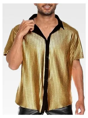 Produktbild von Herren Paillettenhemd Kurzarm Disco Party Kostüm