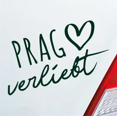 Produktbild von Auto Aufkleber Prag verliebt Herz Stadt Heimat Liebe Car 19x10 cm Dunkelgrün Sticker Heckscheibenaufkleber