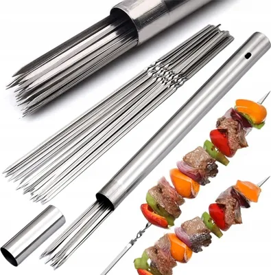 Zdjęcie produktu dla Szpikulce Szpiki Szampury Do Szaszłyków Mięsa 35Cm Nierdzewne Grill 20Szt